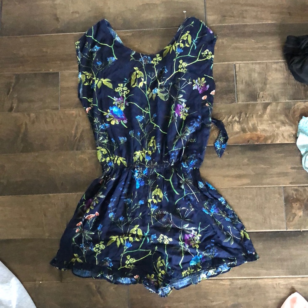 Navy floral romper